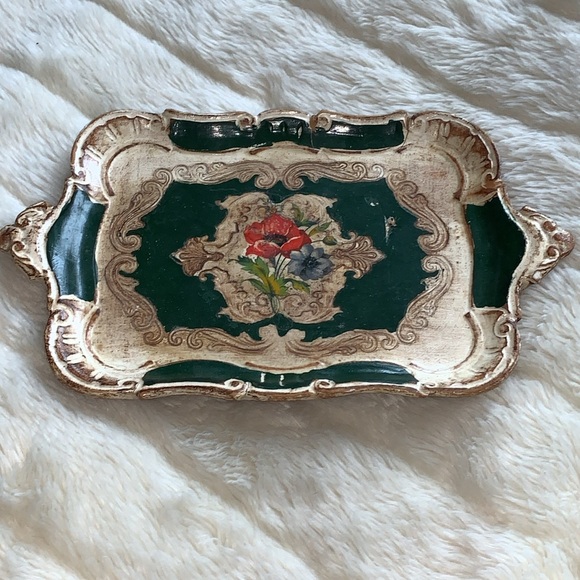 Vintage poppy floral Victorian serving tray - Picture 3 of 9